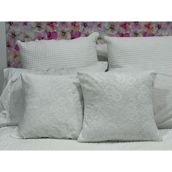 Lace Pillow Covers White 16x16 Grandmillennial Cottagecore French Country X 2 - Picture 7 of 11